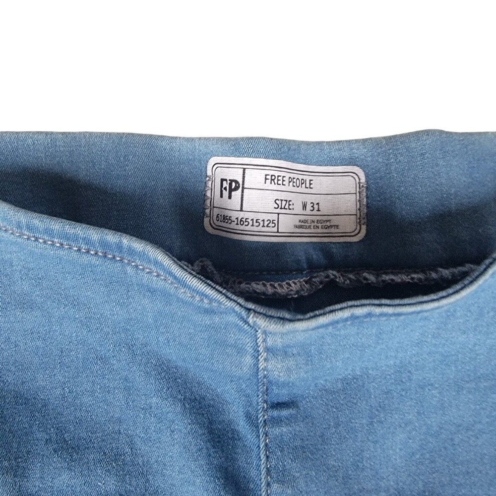 Free People‎ High Rise Pull On Skinny Jeans Blue Stretch 31x27 Jeggings - Picture 2 of 5
